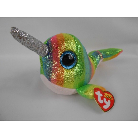 TY Beanie Boos Nori Narwhal Whale Plush Stuffed Animal Toy Rainbow 6 Inch New - Picture 1 of 3